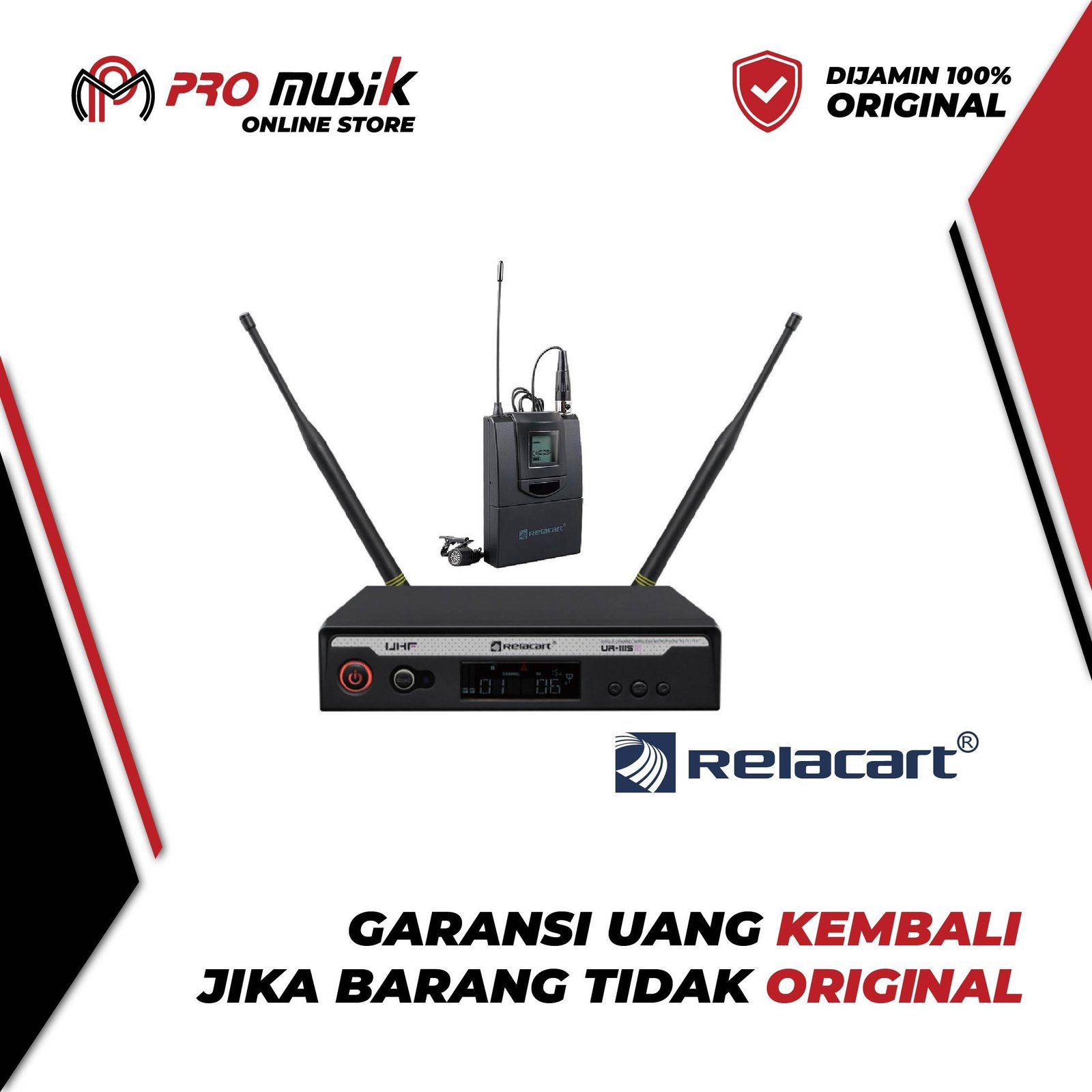 Relacart UR-111S UHF Single Channel Wireless Microphone Handheld - Ori