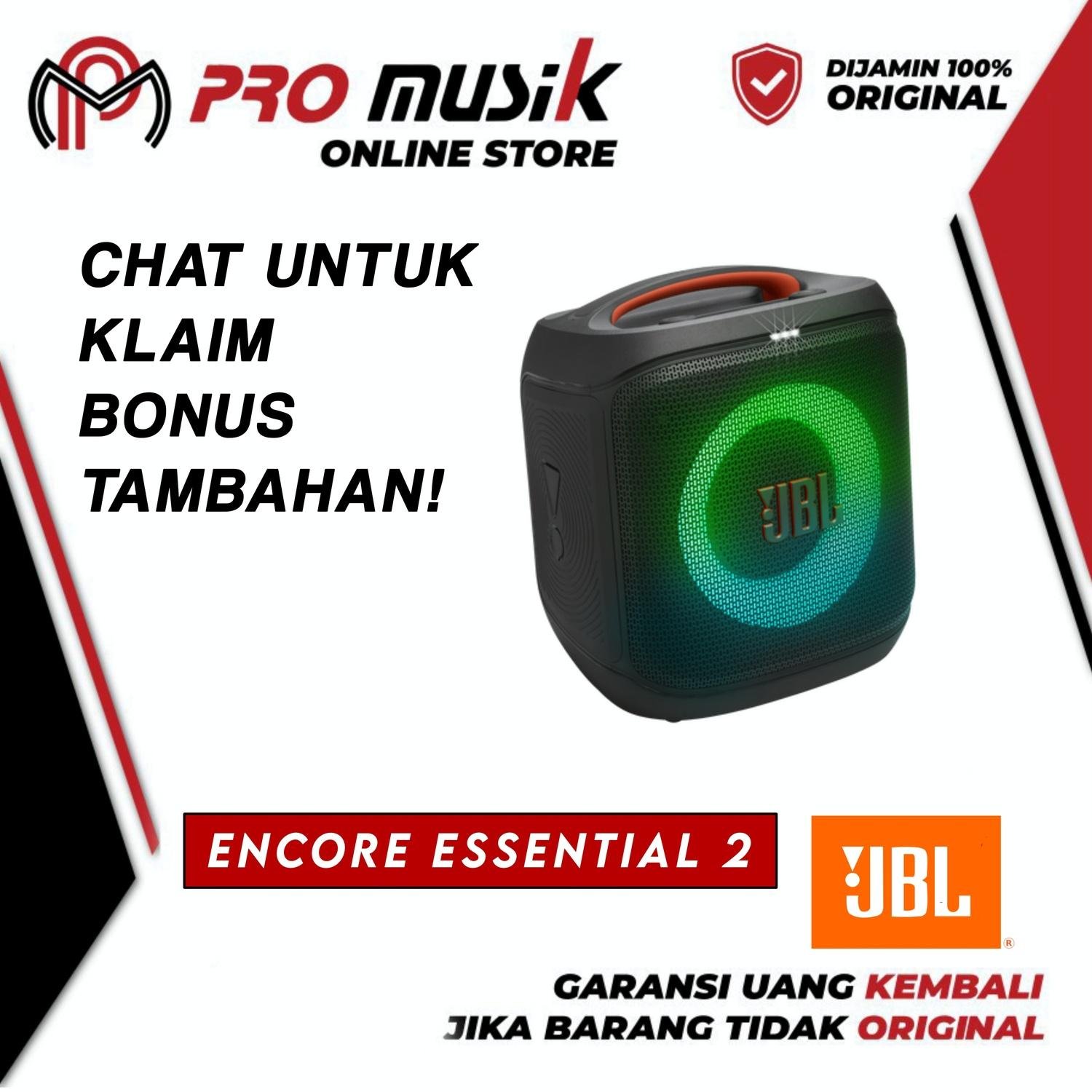 JBL PartyBox Encore Essential 2 Speaker Karaoke 100W Sound Built-in Dynamic Light Show (tanpa mic)