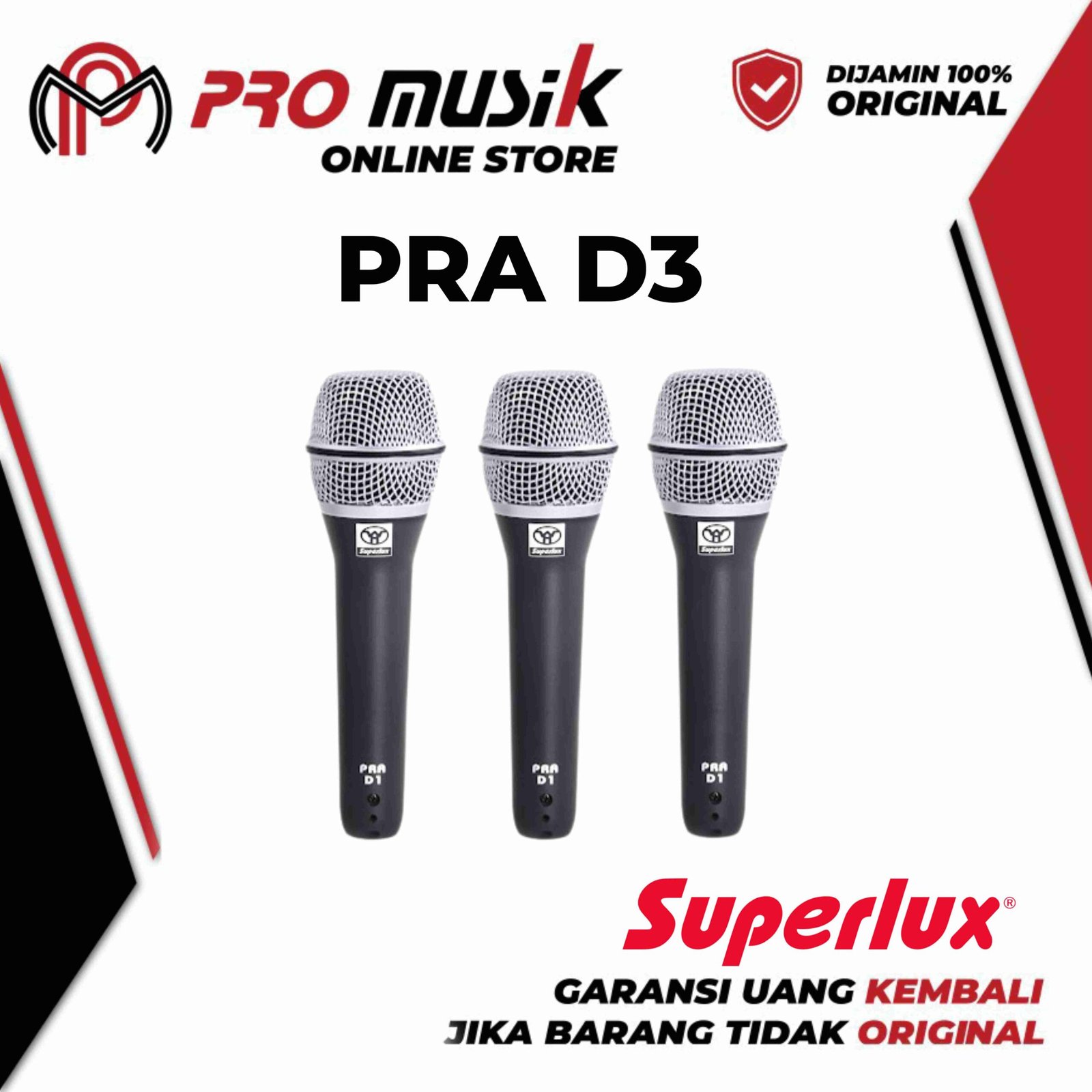 Microphone Vocal Superlux Pra D-3 Original !! Garansi Resmi !