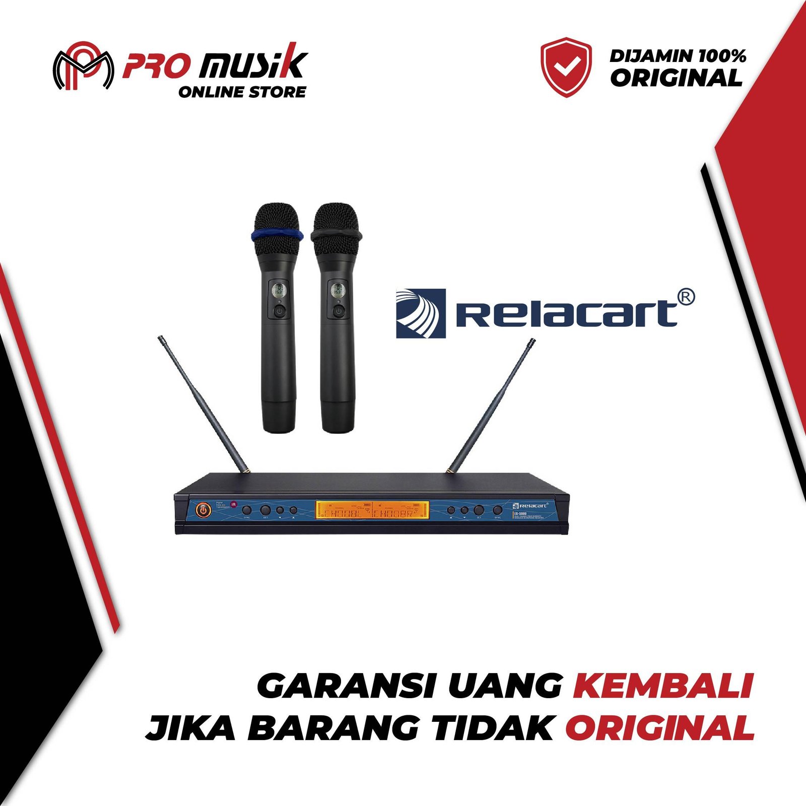 Relacart ER5900 UHF Dual Channel Two Handheald Wireless Mic - Original