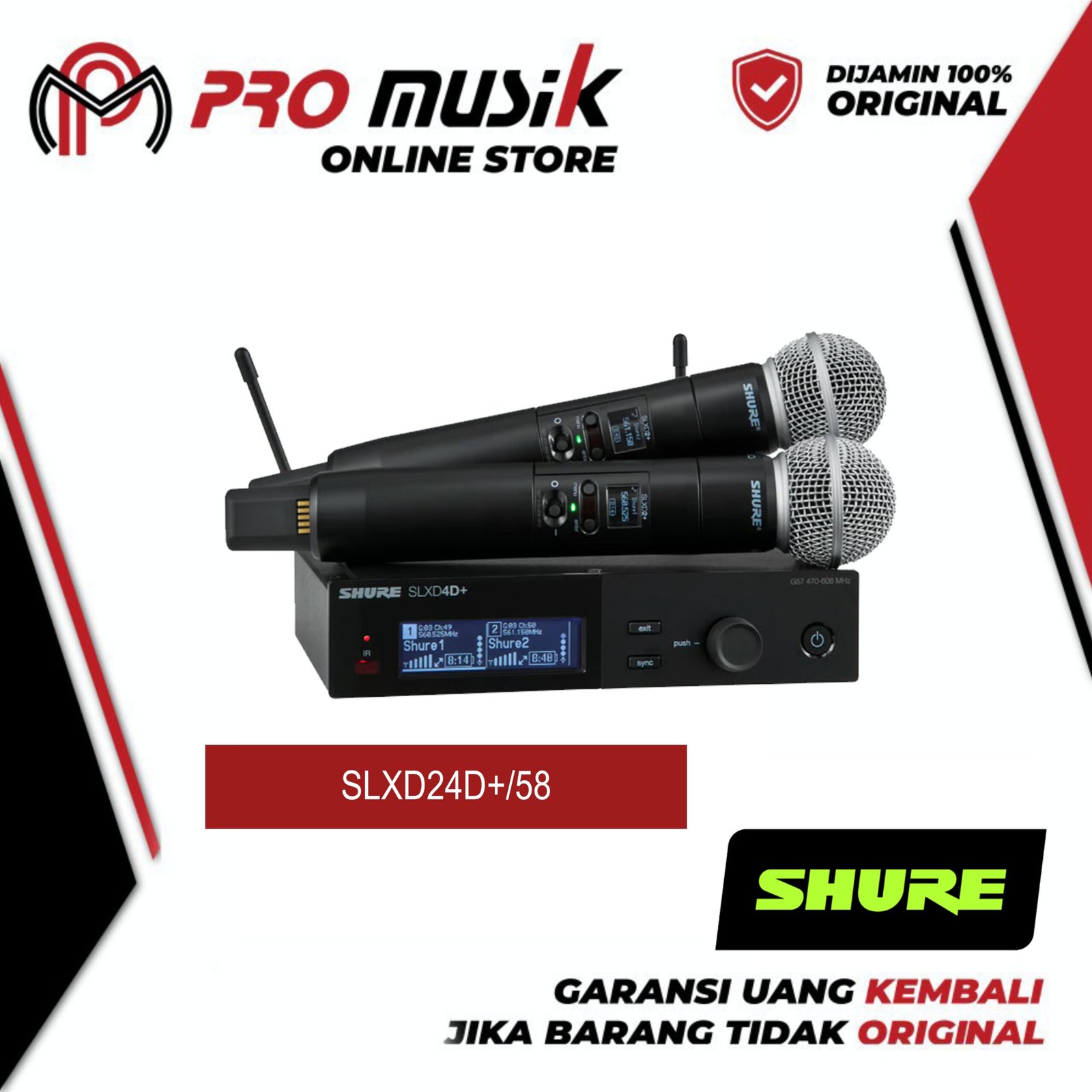 SHURE SLXD 24D+A 58 / SLXD24D+A 58 Dual Wireless Vocal Microphone with SM58 Capsule